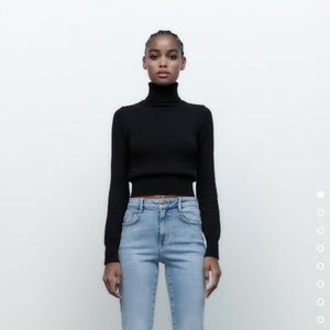 Zara High Rise Mini Flare Light Blue Jeans
